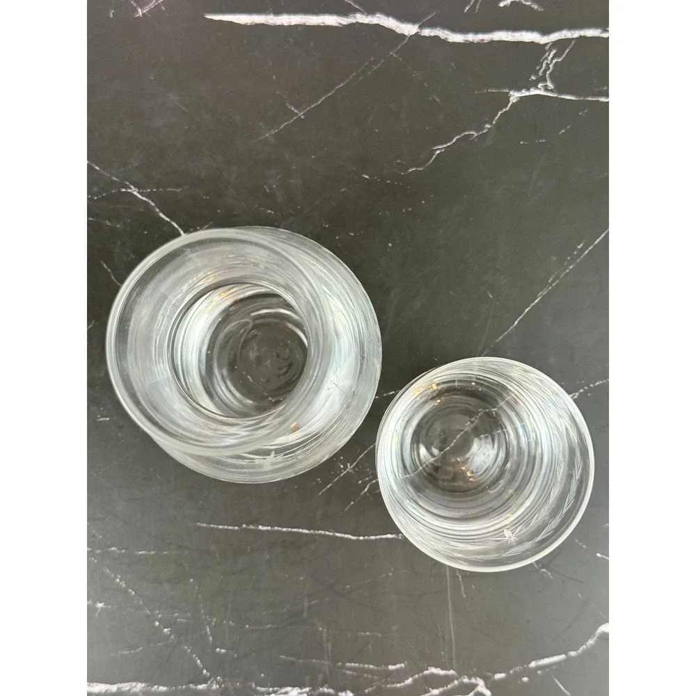VTG Floral Etched Clear Crystal Carafe with Water Glass Set 7